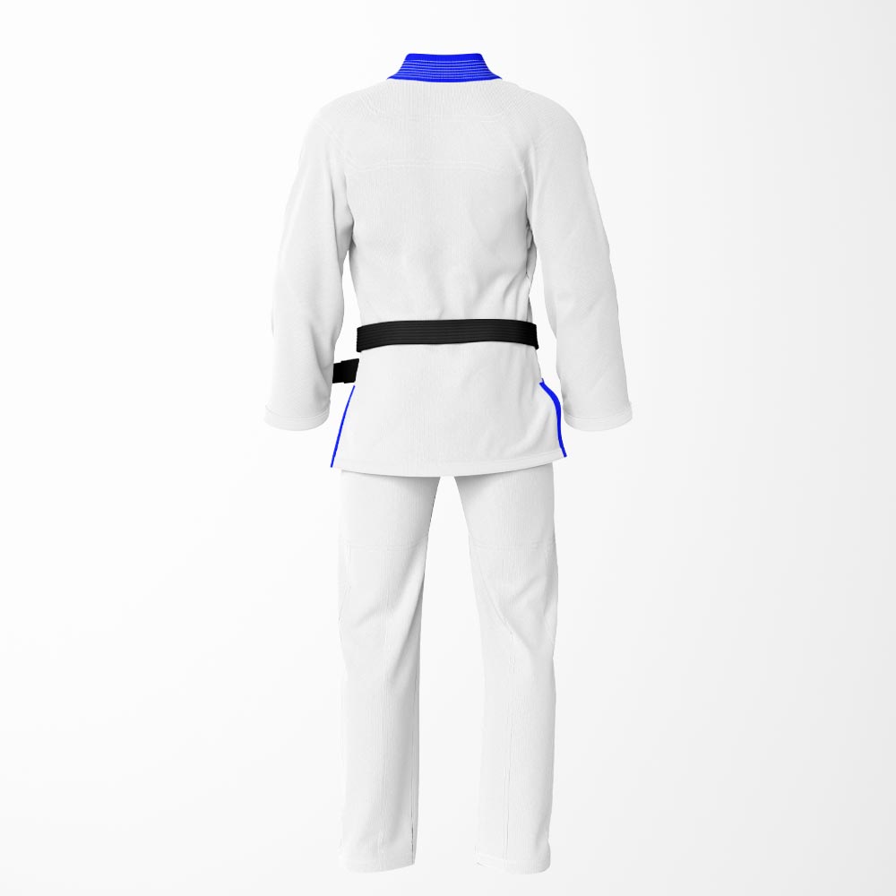 Combat Basic White with White Stitching and Blue Lapel Brazilian Jiu Jitsu Gi (BJJ GI)