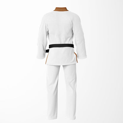 Combat Basic White with White Stitching and Brown Lapel Brazilian Jiu Jitsu Gi (BJJ GI)