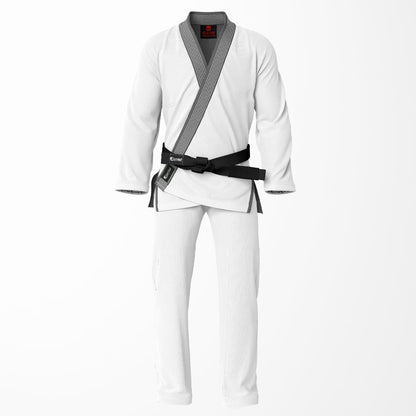 Combat Basic White with White Stitching and Gray Lapel Brazilian Jiu Jitsu Gi (BJJ GI)