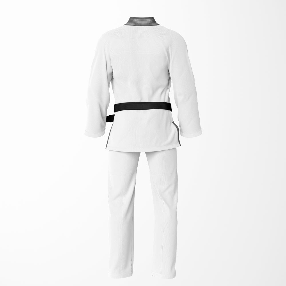 Combat Basic White with White Stitching and Gray Lapel Brazilian Jiu Jitsu Gi (BJJ GI)