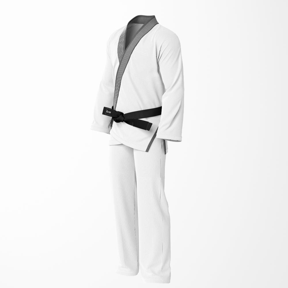Combat Basic White with White Stitching and Gray Lapel Brazilian Jiu Jitsu Gi (BJJ GI)