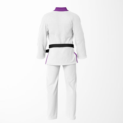 Combat Basic White with White Stitching and Purple Lapel Brazilian Jiu Jitsu Gi (BJJ GI)