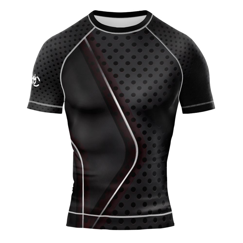 MMA Perforated Black Short Sleeve Rash Guard
