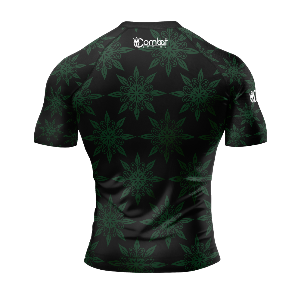 MMA Green Floral Short Sleeve Rash Guard