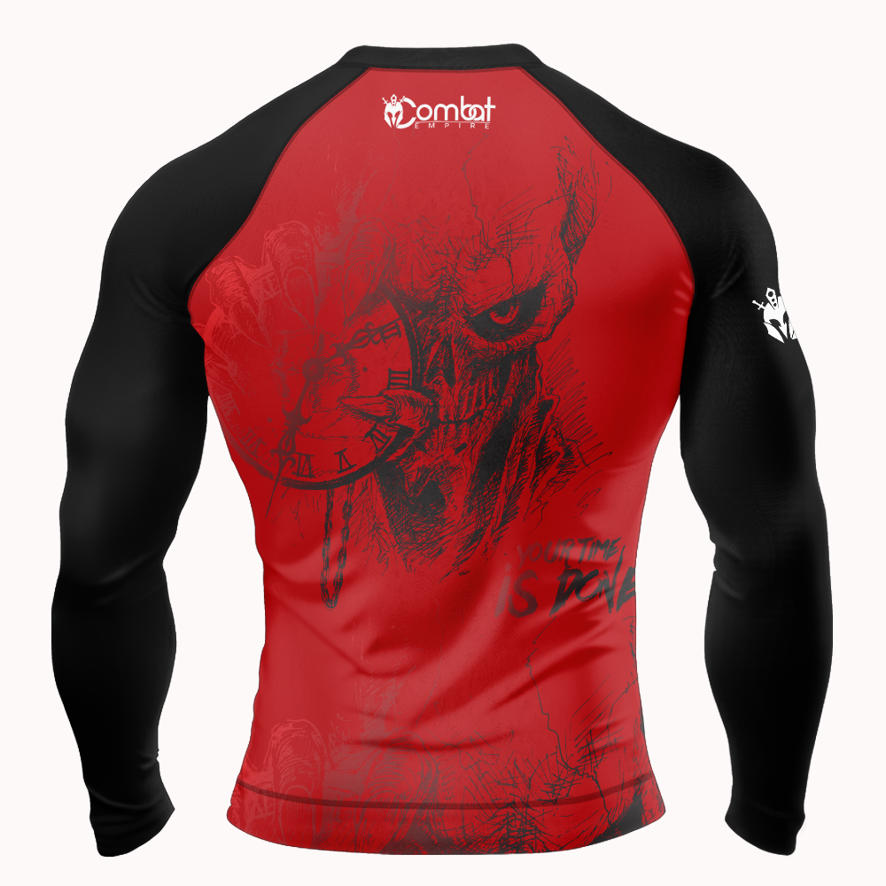 MMA Red Skull Long Sleeve Rash Guard