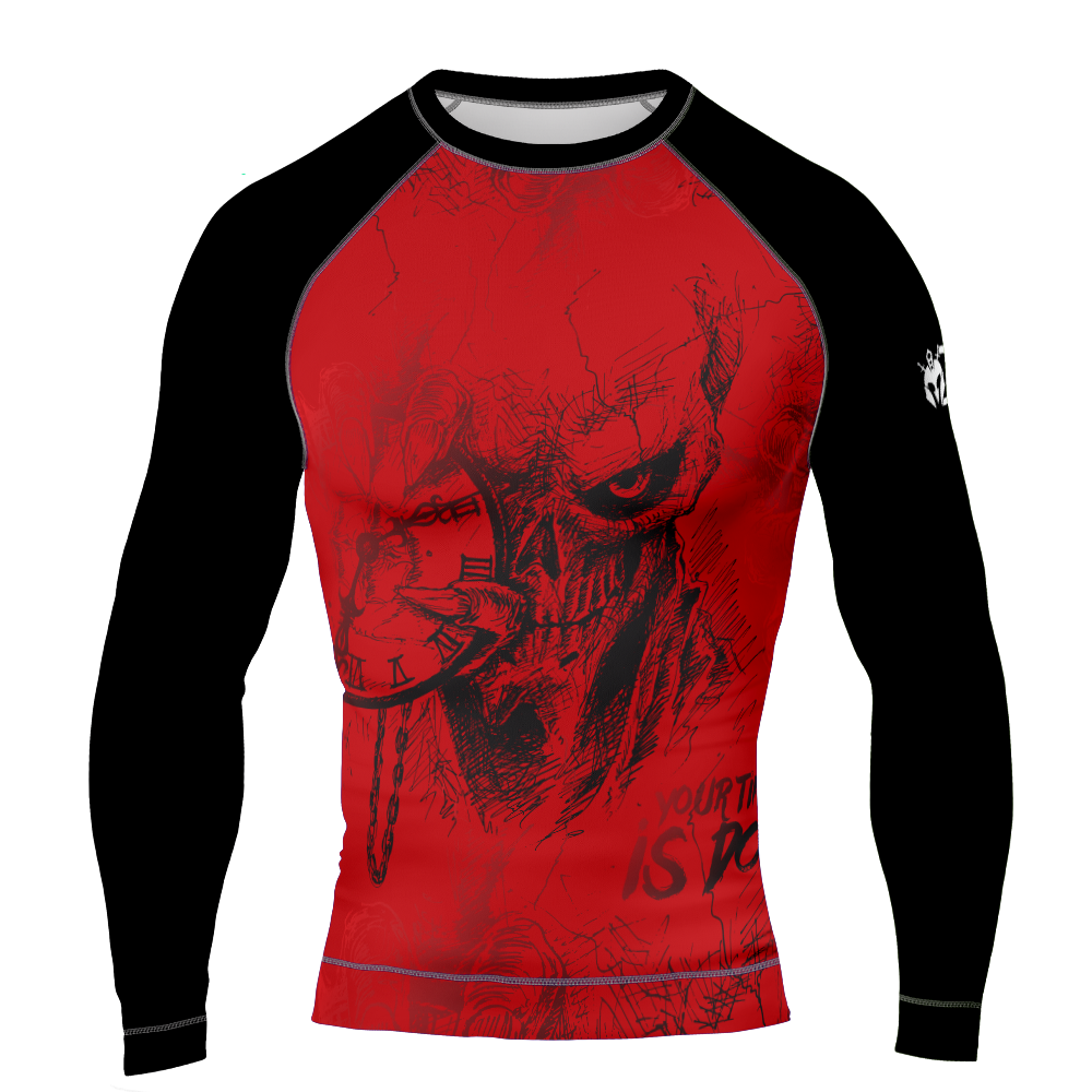 MMA Red Skull Long Sleeve Rash Guard