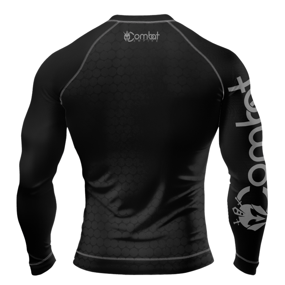 MMA Black with White Texture Long Sleeve Rash Guard