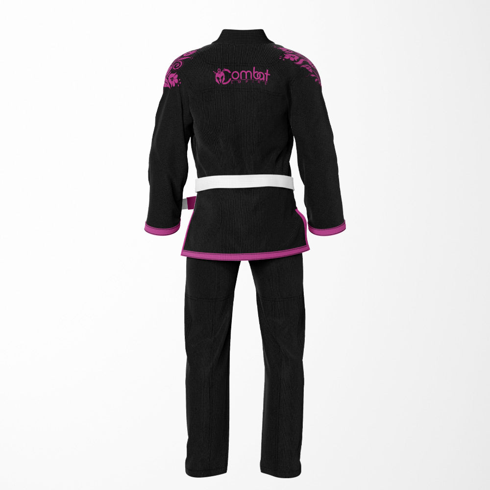 Contender Black Brazilian Jiu Jitsu Gi for Women - Floral Pink BJJ GI