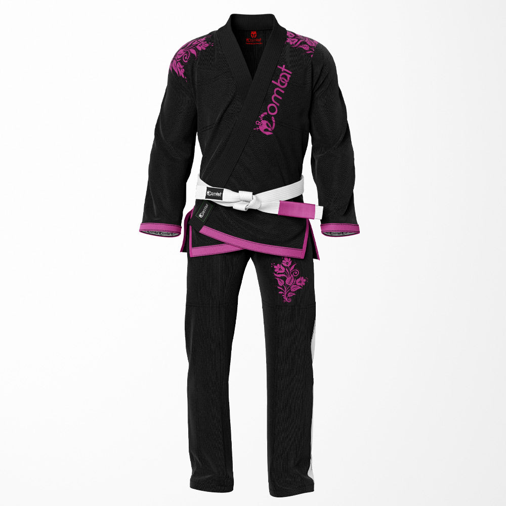 Contender Black Brazilian Jiu Jitsu Gi for Women - Floral Pink BJJ GI