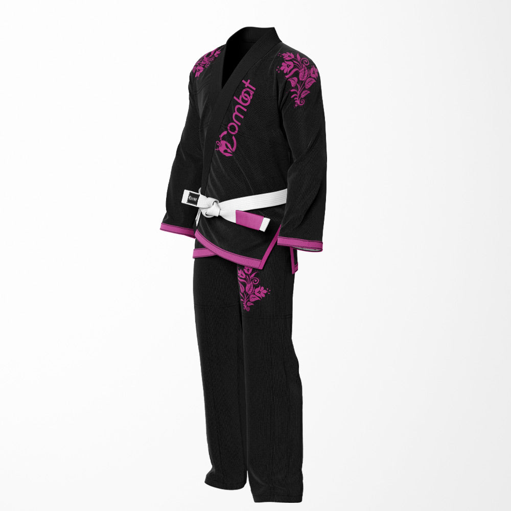 Contender Black Brazilian Jiu Jitsu Gi for Women - Floral Pink BJJ GI