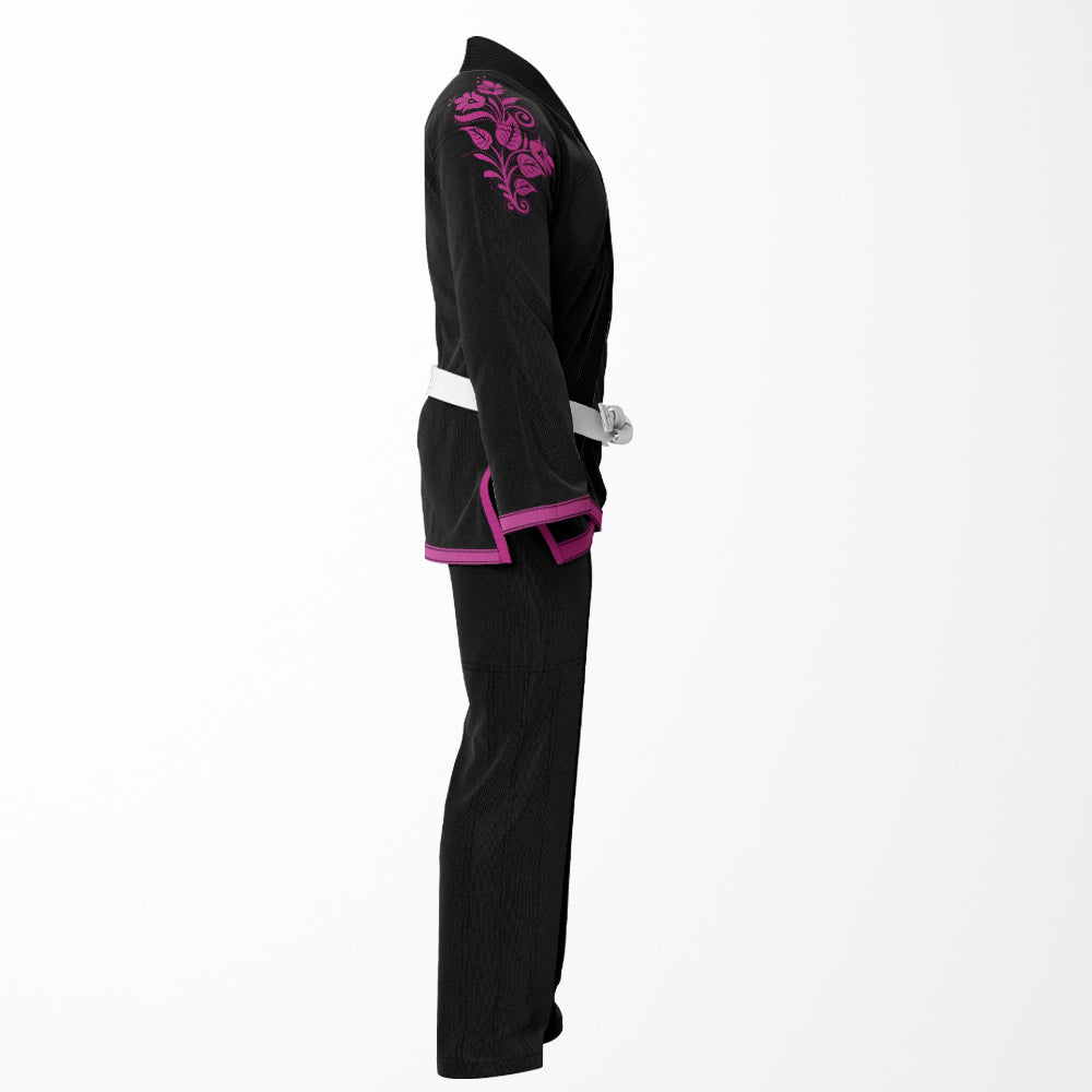 Contender Black Brazilian Jiu Jitsu Gi for Women - Floral Pink BJJ GI