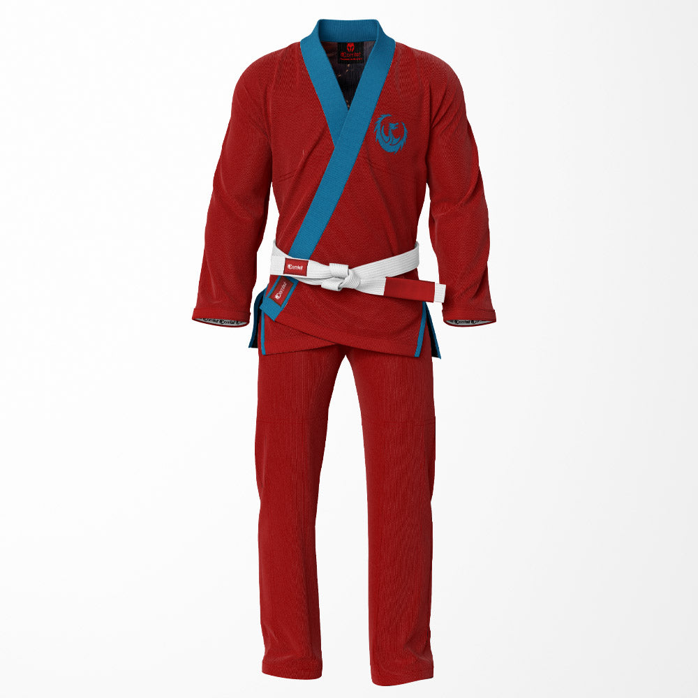 Fire and Ice Dragon Combat Sublimation Brazilian Jiu Jitsu Gi - Red/Blue BJJ GI
