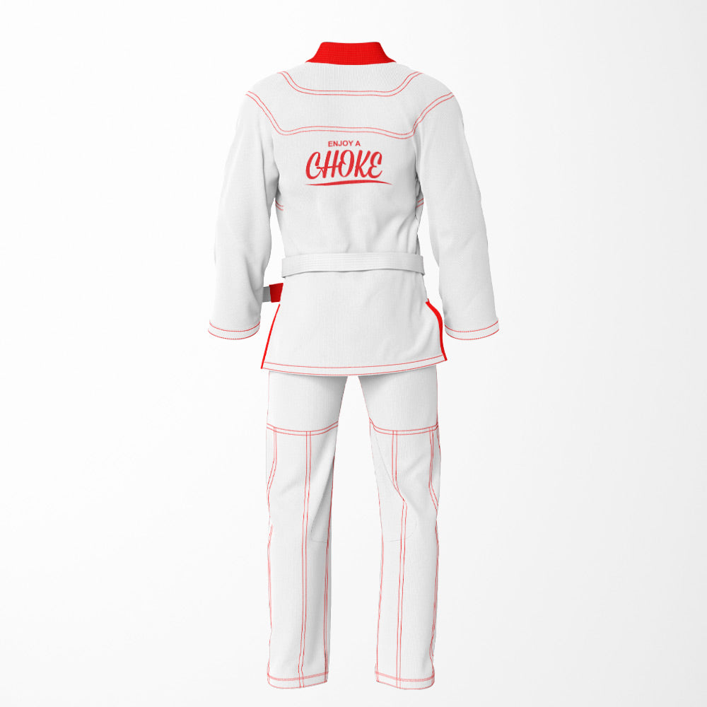 ENJOY A CHOKE Brazililan Jiu Jitsu Gi - White & Red Combo