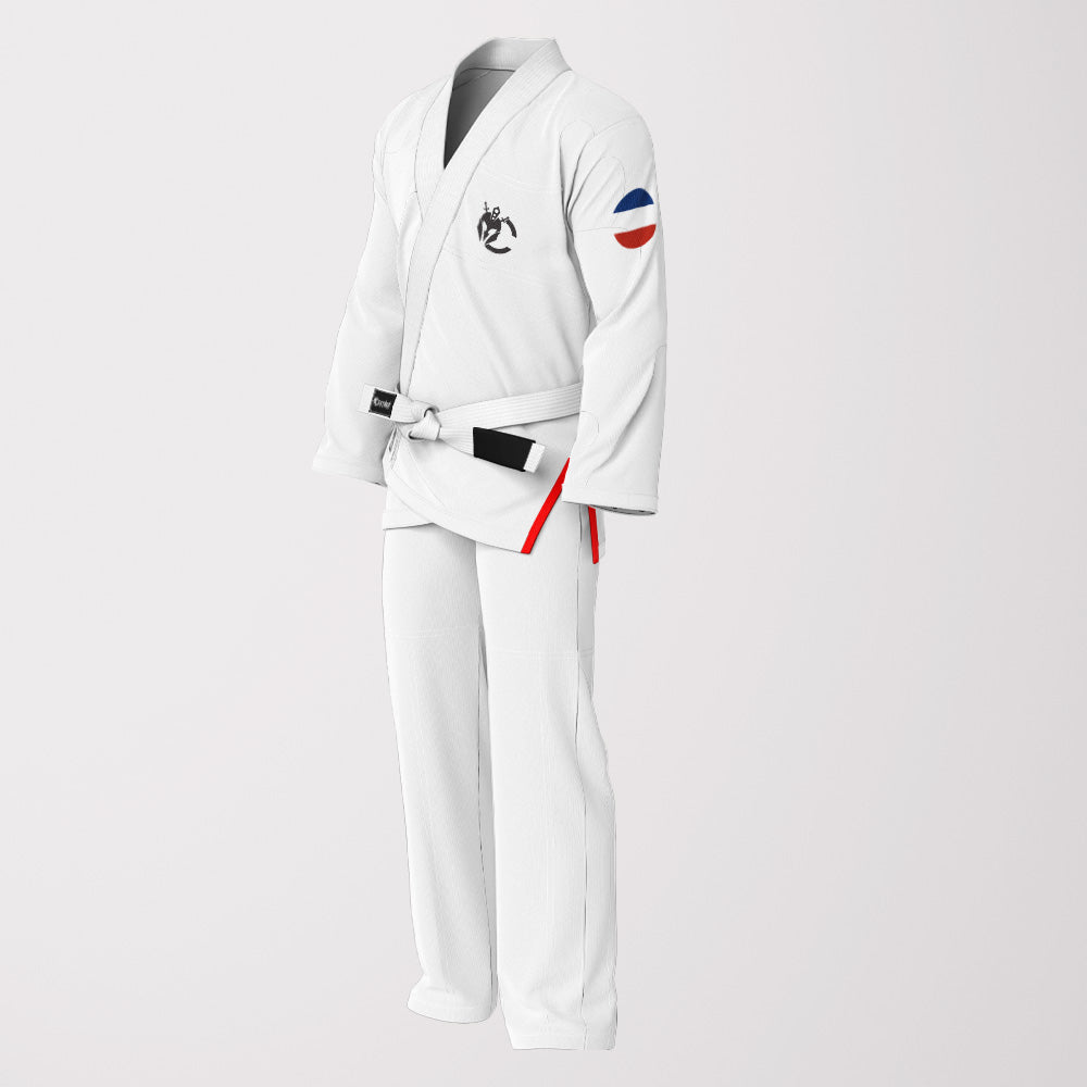 French Flag Sublimation BJJ Gi - White Pearl Wave Patriotic Edition