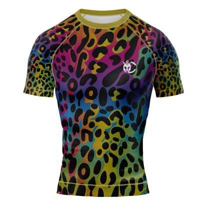 MMA Rainbow Leopard Short Sleeve Rash Guard