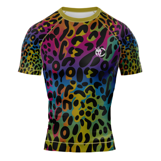 MMA Rainbow Leopard Short Sleeve Rash Guard