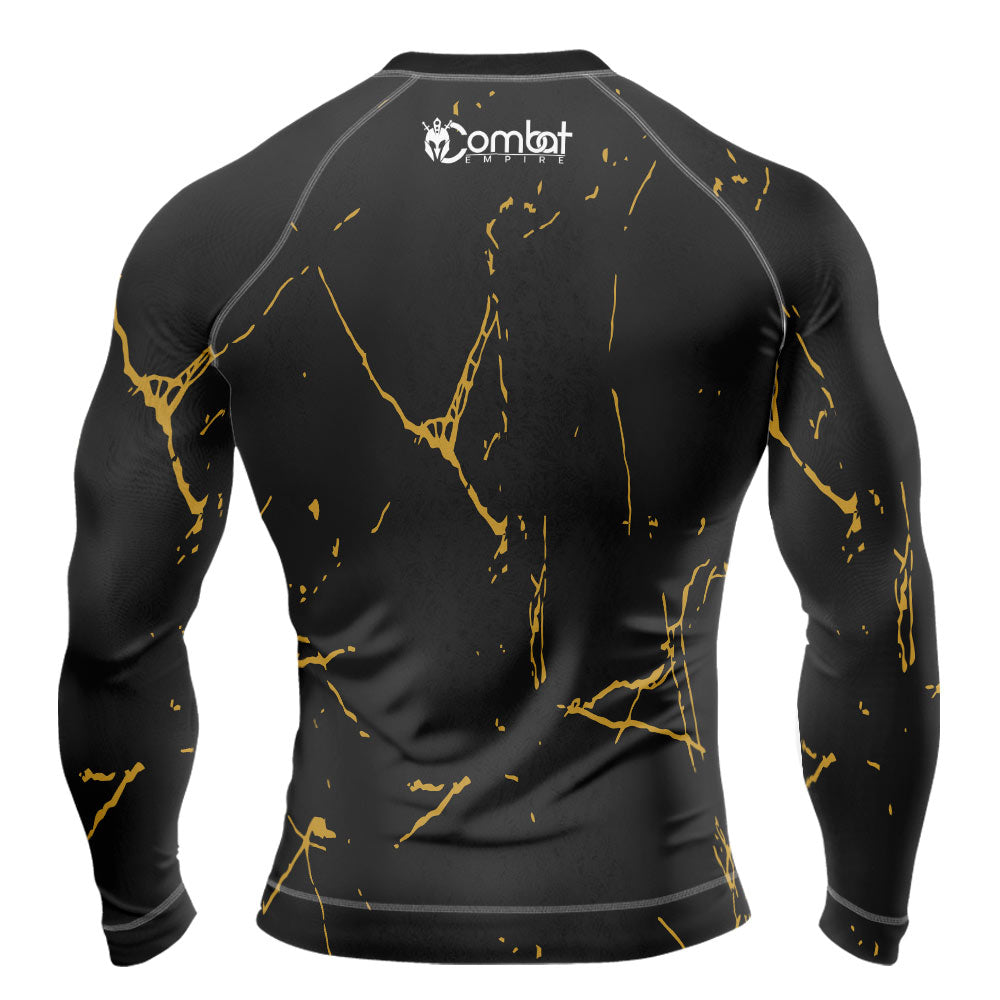 MMA Long Sleeve Black in Gold Texture Rash Guard