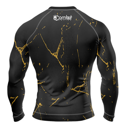 MMA Long Sleeve Black in Gold Texture Rash Guard