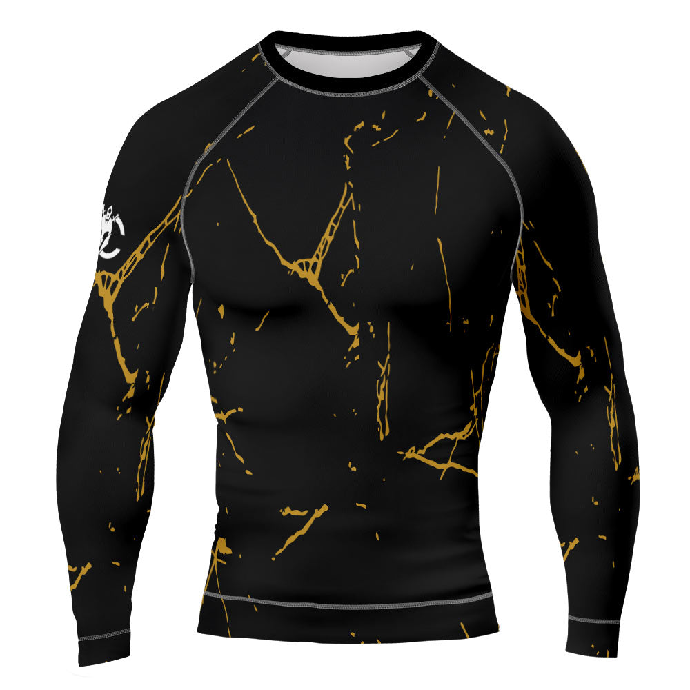 MMA Long Sleeve Black in Gold Texture Rash Guard