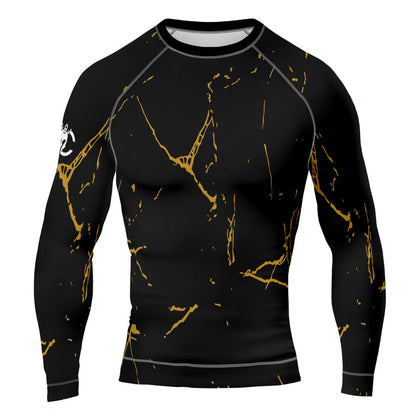 MMA Long Sleeve Black in Gold Texture Rash Guard