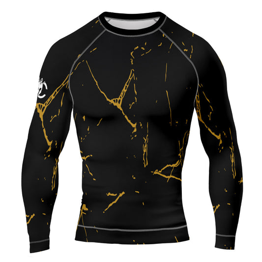 MMA Long Sleeve Black in Gold Texture Rash Guard