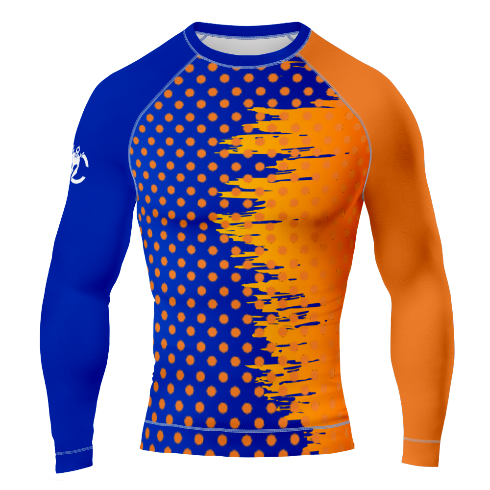 MMA Long Sleeve Gold and Blue Texture Rash Guard
