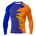 MMA Long Sleeve Gold and Blue Texture Rash Guard