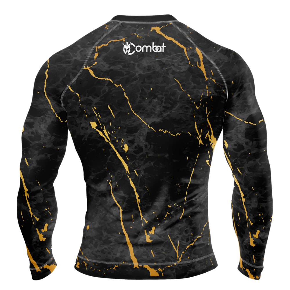 MMA Long Sleeve Black in Gold Texture Rash Guard