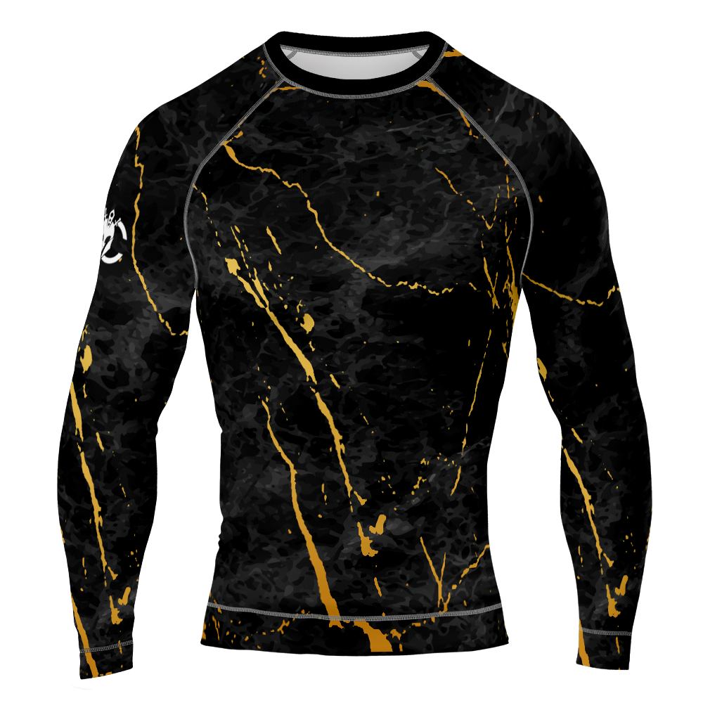 MMA Long Sleeve Black in Gold Texture Rash Guard