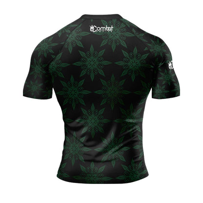 MMA Green Floral Short Sleeve Rash Guard