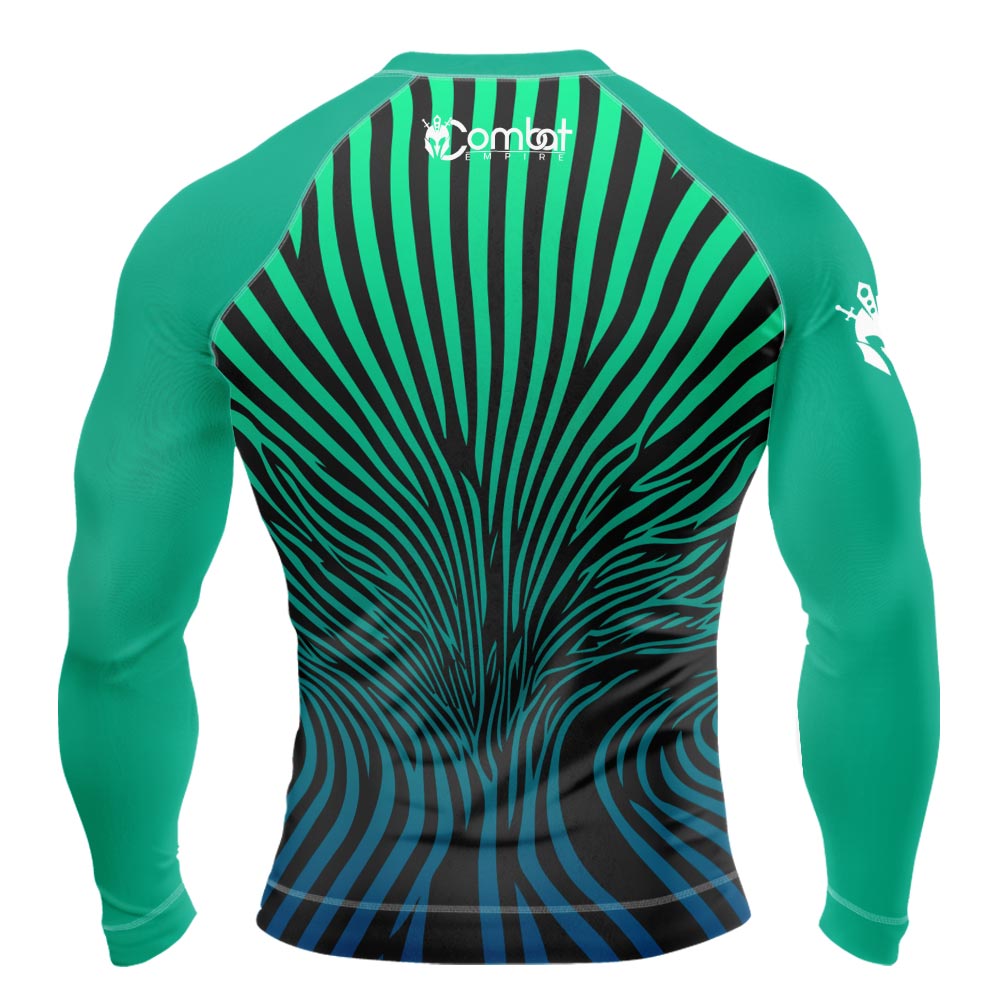 MMA Green Long Sleeve Black Texture Rash Guard