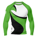 MMA Long Sleeve Green with Black & White Texture Rash Guard