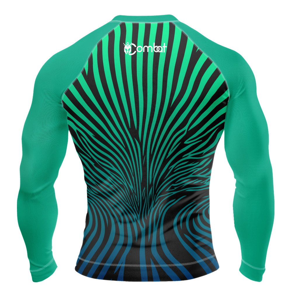 MMA Green Long Sleeve Black Texture Rash Guard