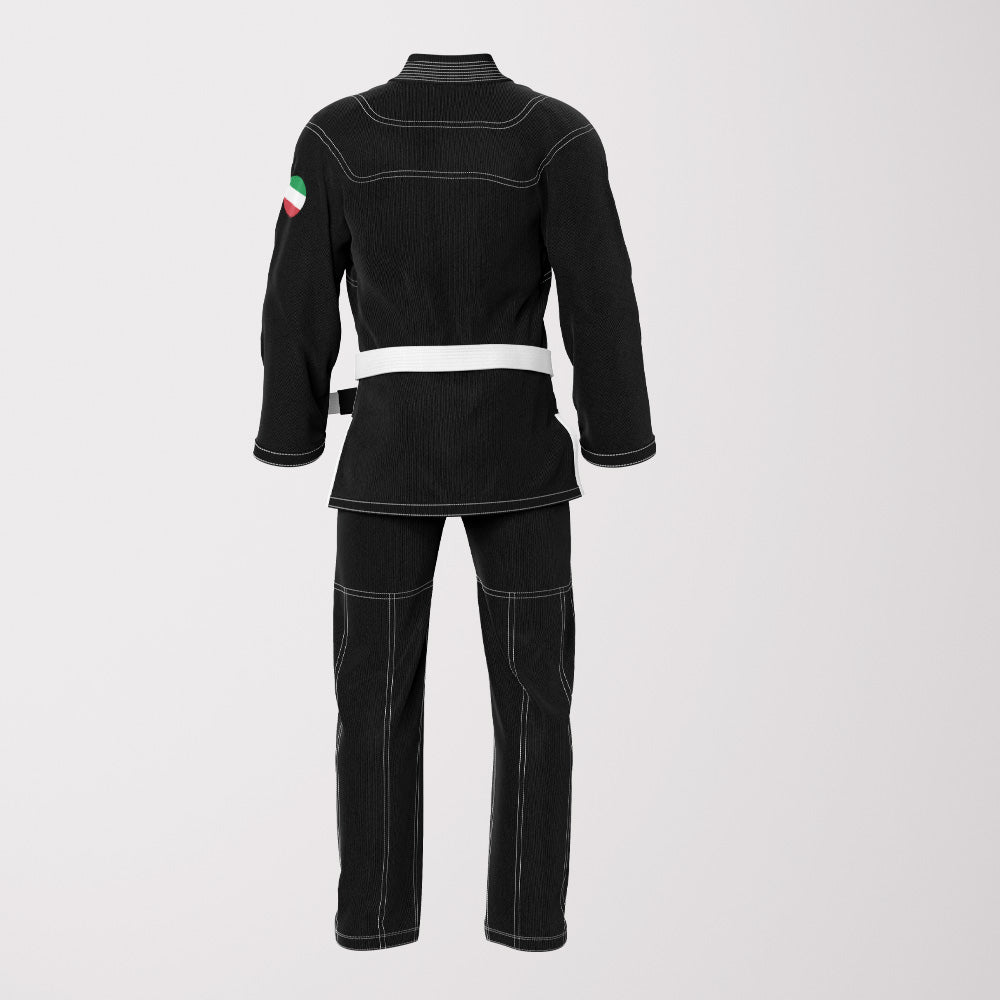 Black Italian Flag Sublimation Brazilian Jiu Jitsu Gi - Shadow Patriotic Edition