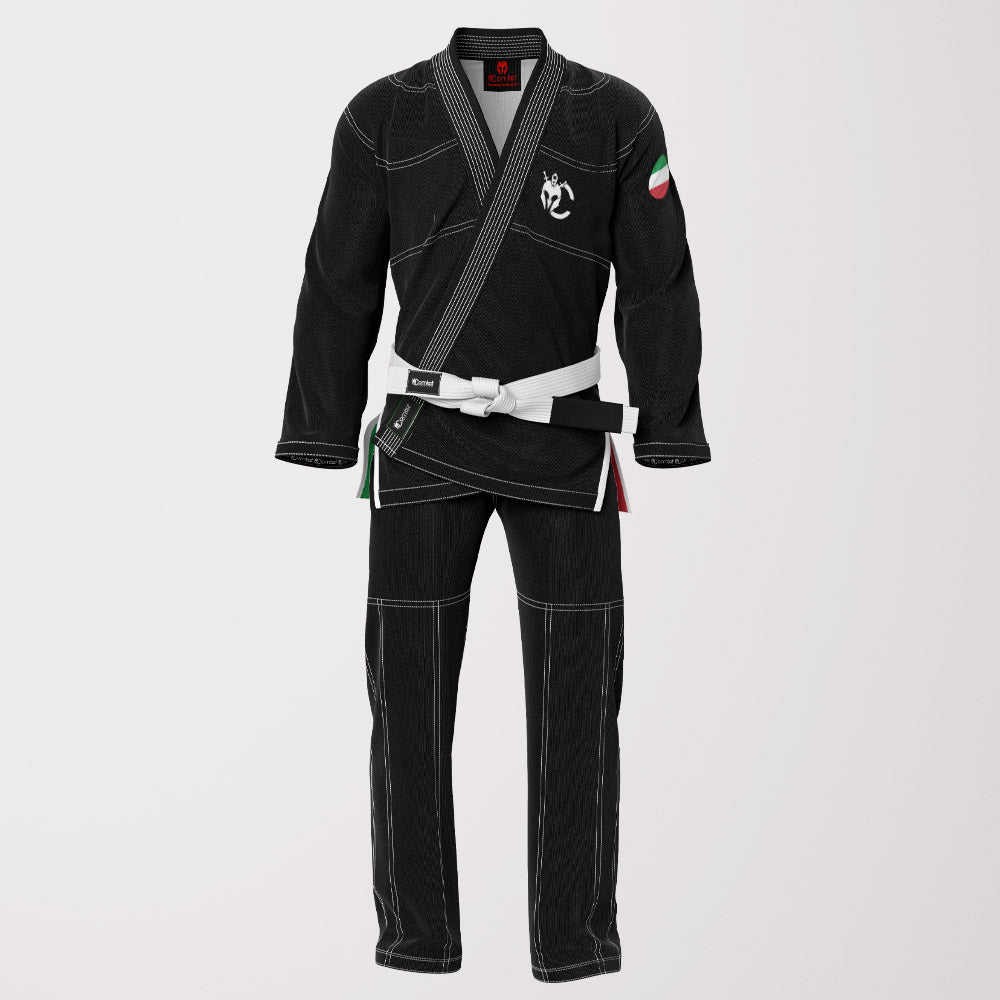Black Italian Flag Sublimation Brazilian Jiu Jitsu Gi - Shadow Patriotic Edition