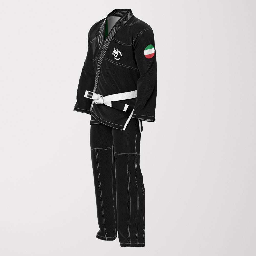 Black Italian Flag Sublimation Brazilian Jiu Jitsu Gi - Shadow Patriotic Edition