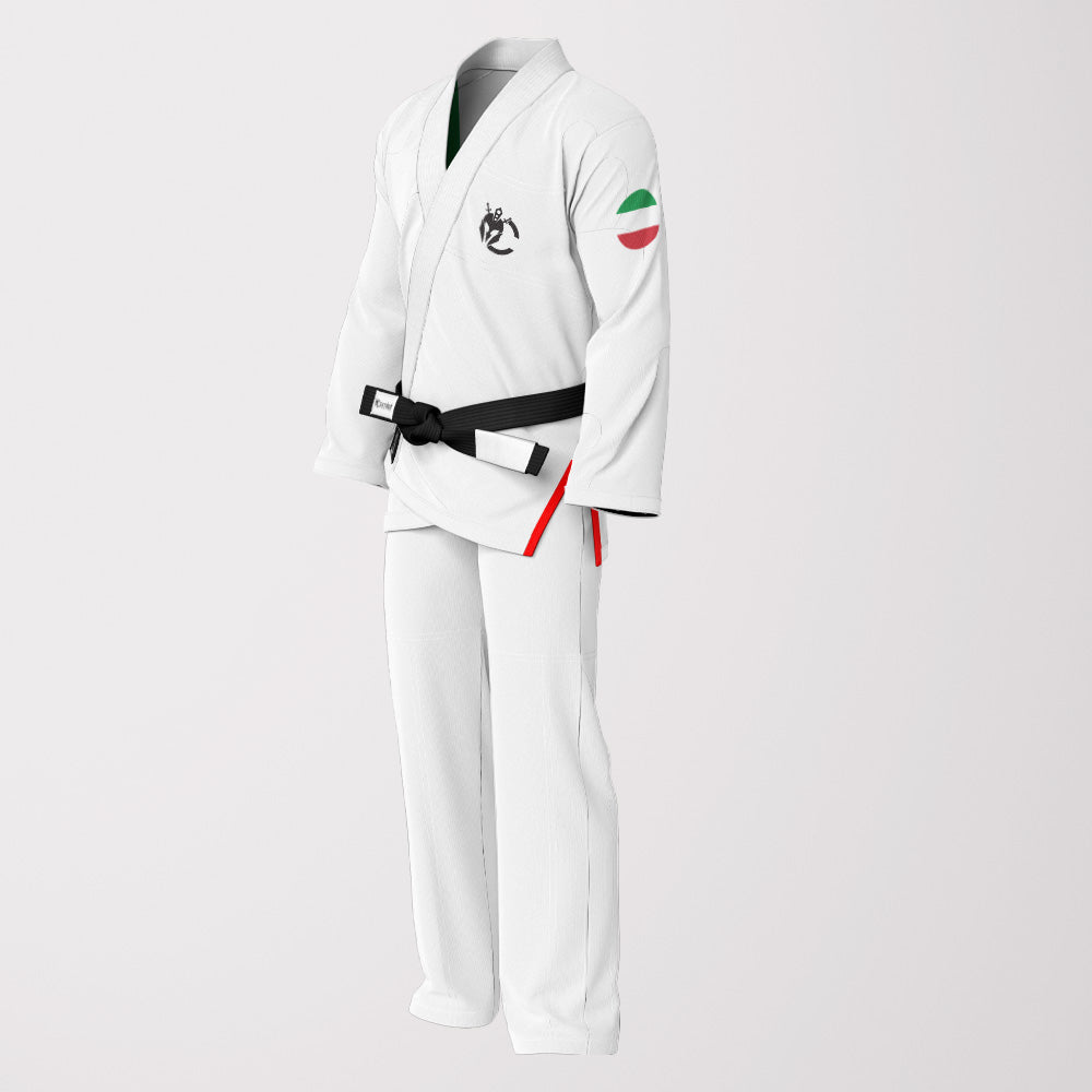 White Italian Flag Sublimation Brazilian Jiu Jitsu Gi - Patriotic Edition