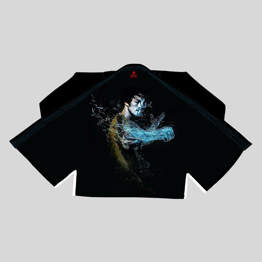 Bruce Lee BE WATER Sublimation Brazilian Jiu Jitsu Gi - Black/Blue BJJ GI
