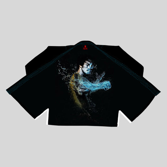 Bruce Lee BE WATER Sublimation Brazilian Jiu Jitsu Gi - Black/Blue BJJ GI