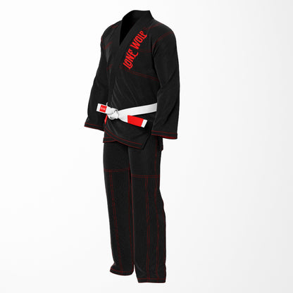 Black Lone Wolf Sublimation Brazilian Jiu Jitsu Gi for Men