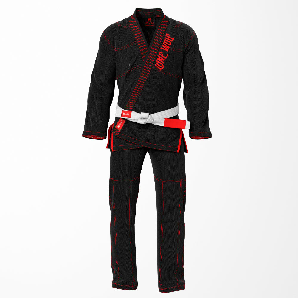 Black Lone Wolf Sublimation Brazilian Jiu Jitsu Gi for Men