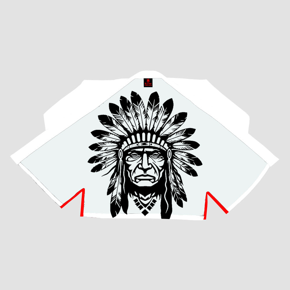Native American Chief Head Sublimation Brazilian Jiu Jitsu Gi - Warrior White BJJ GI
