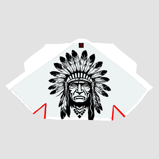 Native American Chief Head Sublimation Brazilian Jiu Jitsu Gi - Warrior White BJJ GI