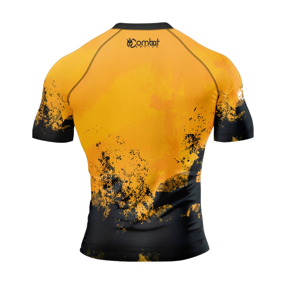 MMA Yellow Black Smash Long Sleeve Rash Guard