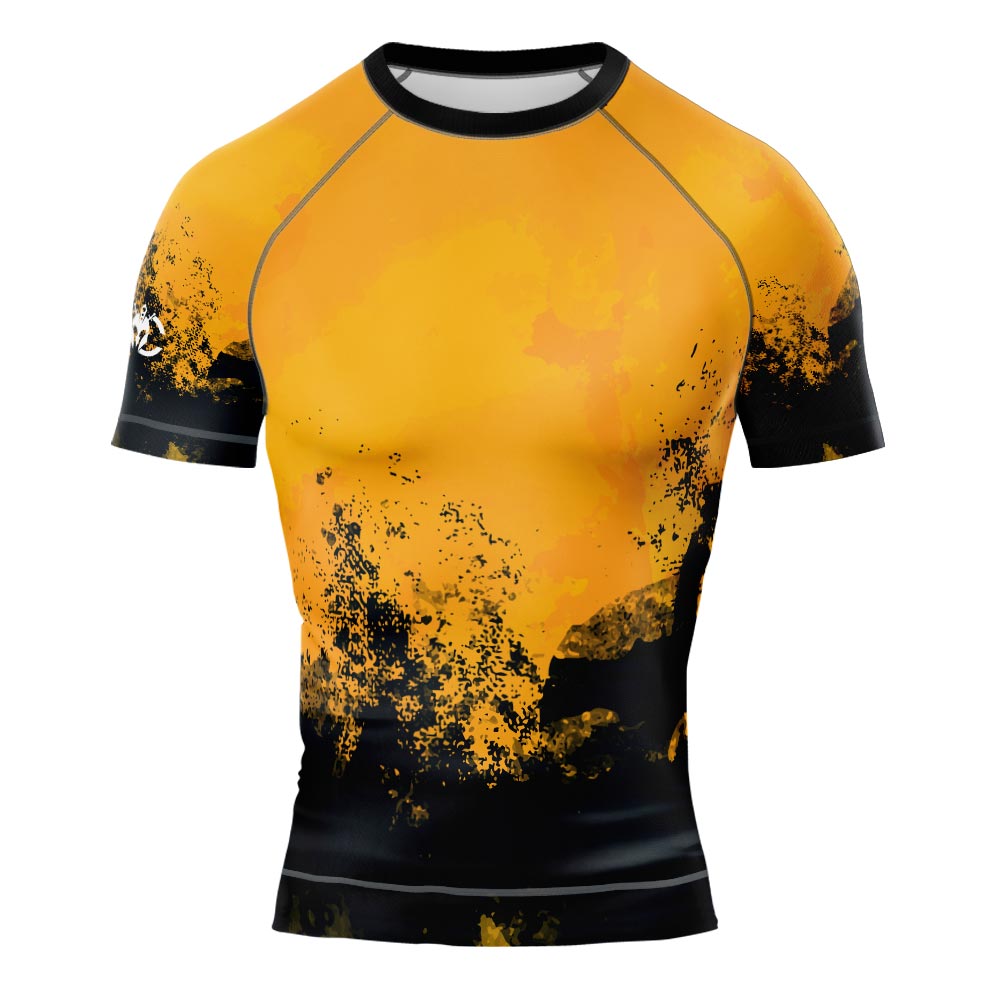 MMA Yellow Black Smash Long Sleeve Rash Guard