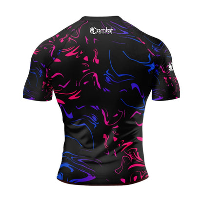 MMA Pink and Blue Smoke Long Sleeve Rash Guard