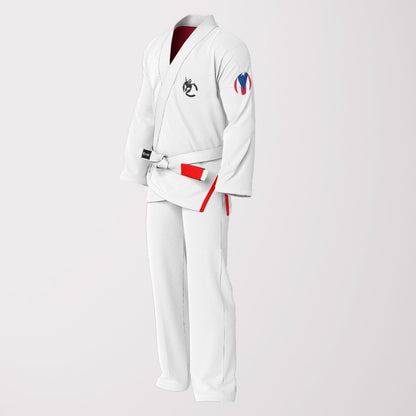 Puerto Rican Sublimation BJJ Gi – White Pearl Weave Patriotic Edition