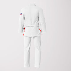 Puerto Rican Sublimation BJJ Gi – White Pearl Weave Patriotic Edition
