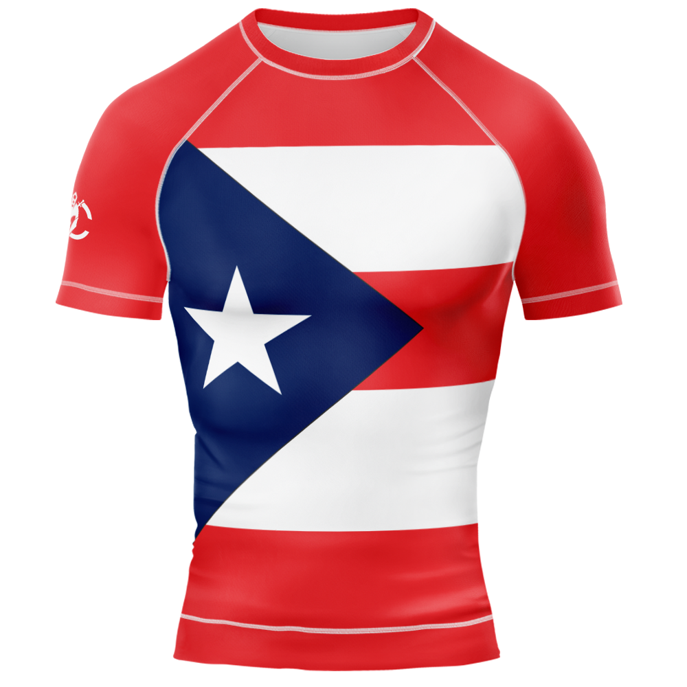 MMA PUETTO RICO PATRIOTIC SHORT SLEEVE RASH GUARD