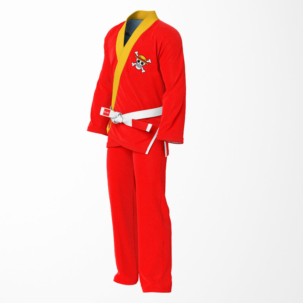 Monkey D. Luffy Skull Sublimation Brazilian Jiu Jitsu Gi - One Piece Red BJJ GI